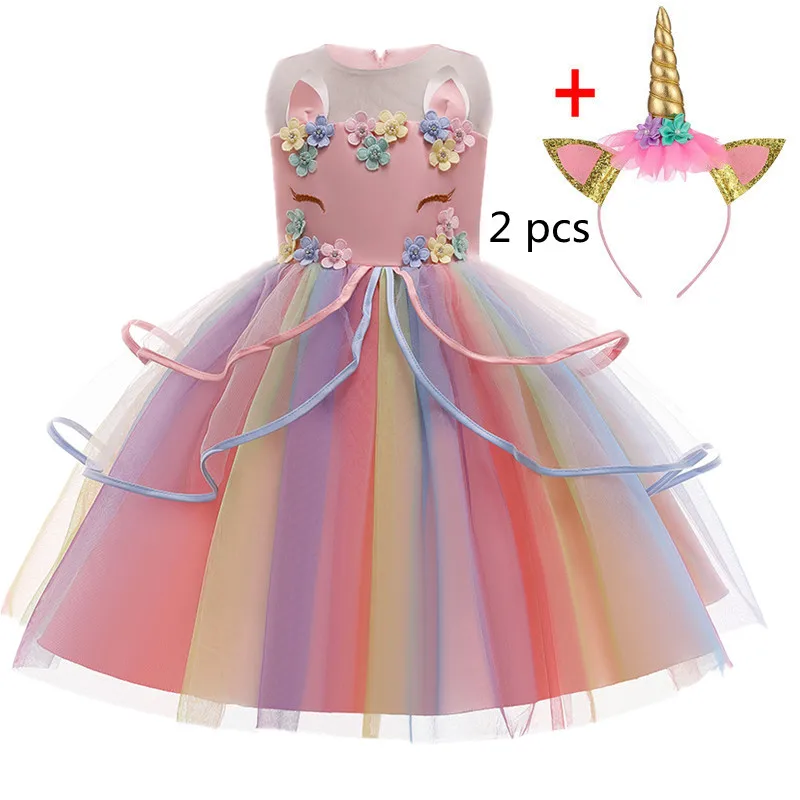 Рождественское платье с единорогом принцессы для девочек детская зимняя