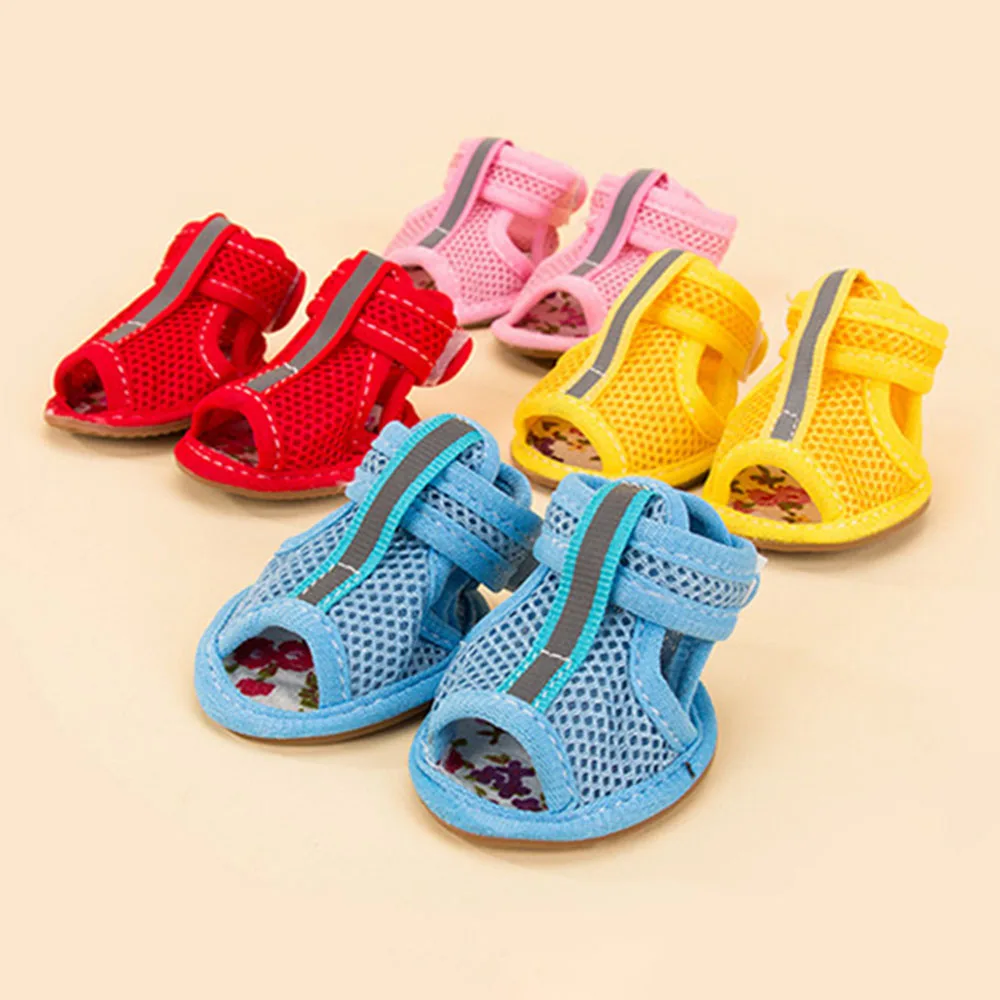 Cute Anti-Slip Small Dog Shoes Pet Shoes Candy Colors Hot Sale Dog Shoes Casual Spring Summer Breathable Soft Mesh Sandals