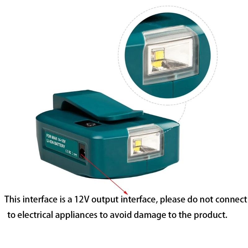 

14.4V/18V Li-on Battery Dual USB Port with LED Light Spotlight Outdoor Flashlight for Makita Batteries