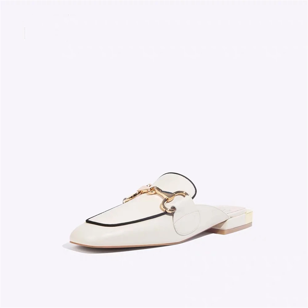 Junetxin Autumn Luxury Flats Mules Shoes Women Slippers 2019 Outdoor Slipper Brand Designer Genuine Leather | Обувь