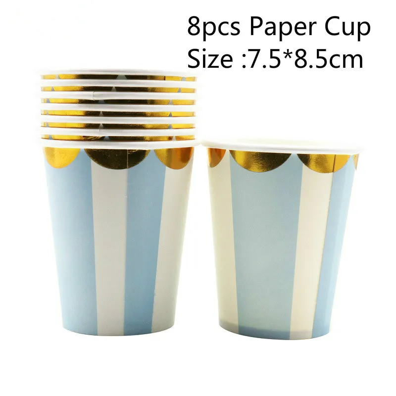Blue Cup Первый день рождения, детская вечеринка, подарок, розовая/синяя Золотая фольга, бумажная салфетка под тарелку кружку, детский душ, свадьба, сделай сам, украшение, посуда, принадлежности - Цвет: Blue Cup