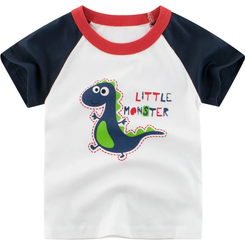 

New Cotton Baby boy clothes T-Shirt Children soft Breathable Cartoon Happy dinosaur sport top kids fashion clothes beach