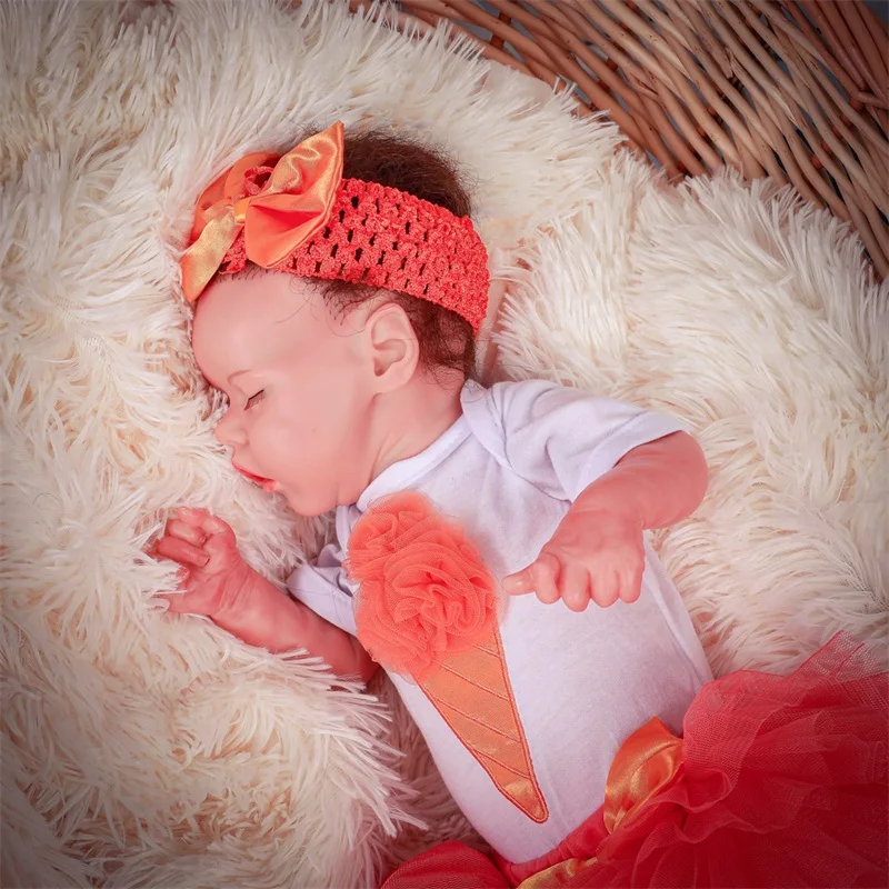 Полностью силиконовая виниловая Реалистичная кукла реборн Bebe Спящая девочка