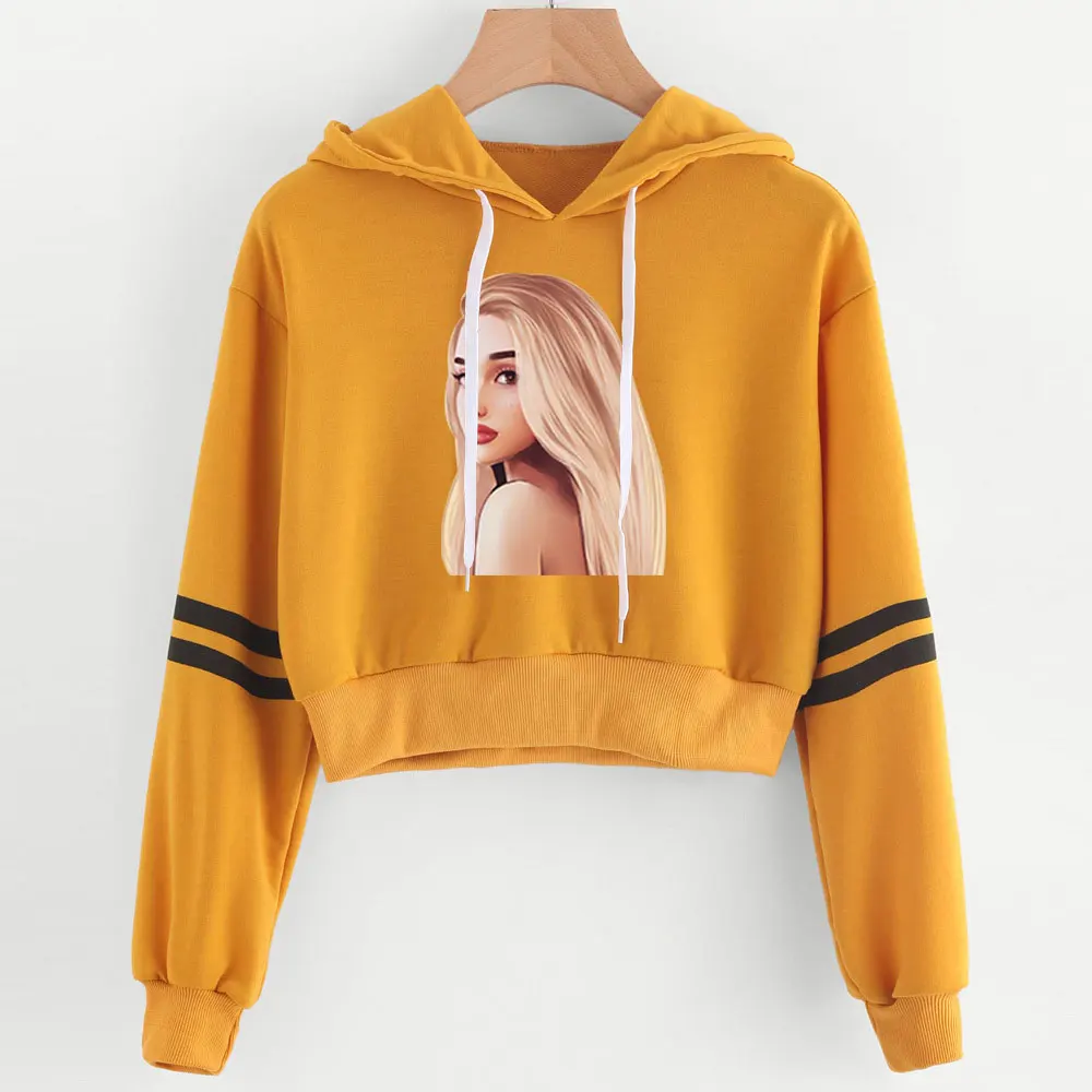 Толстовки с высокой талией принтом Ариана Гранде женский сексуальный