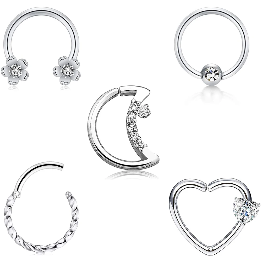 Ювелирные изделия для пирсинга 16G в форме сердца и Луны из - Цена: 7.31
