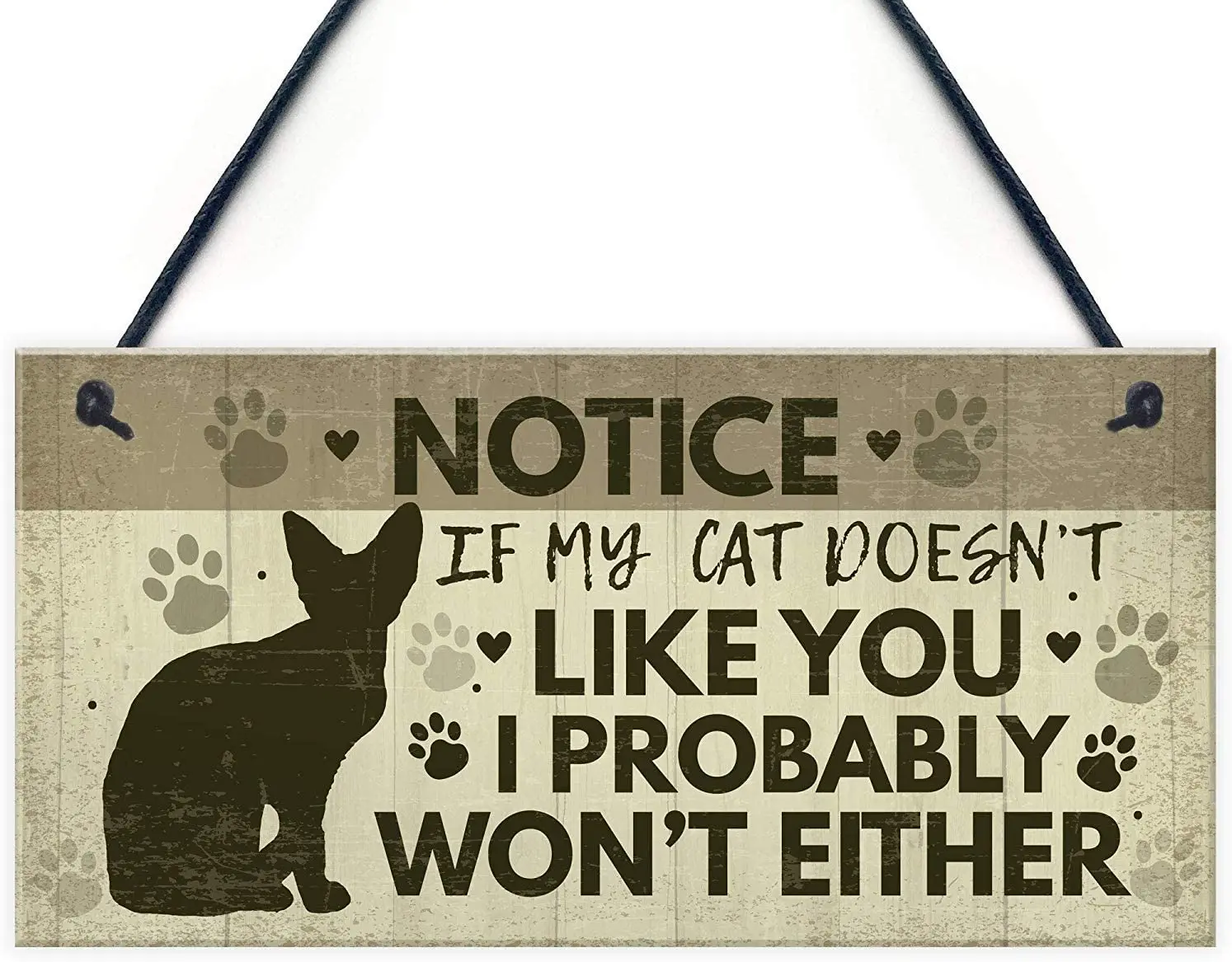 

Meijiafei Funny Cat Sign for Home Hanging Wall Plaque Funny Pet Sign for Cat Friendship Gift Home Decor Keepsake 10" X 5"