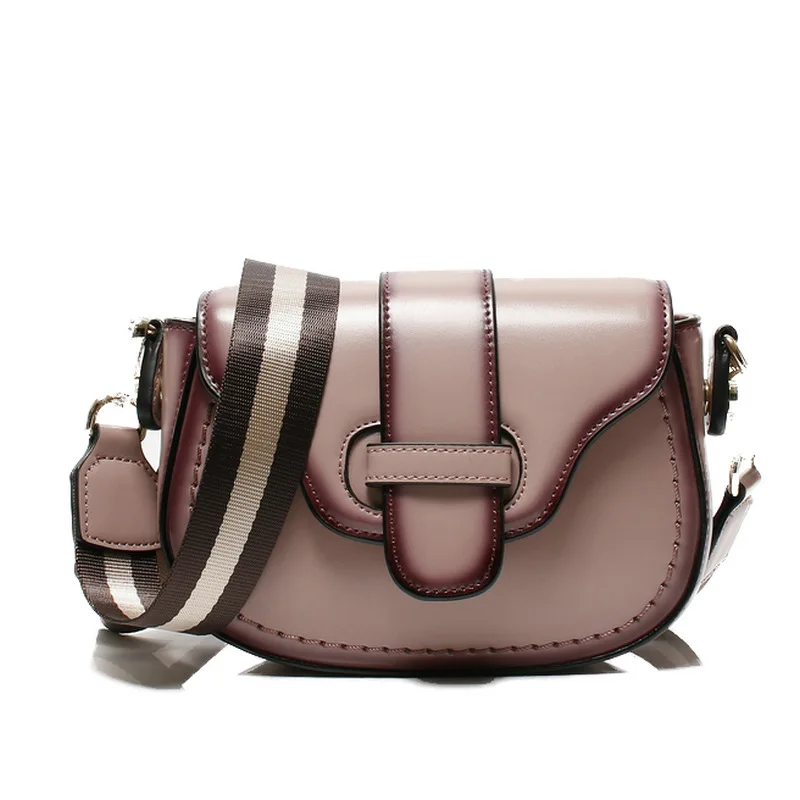 Cowhide bag 2021 new broadband messenger bag retro women's bag two-color cowhide tide piggy bag