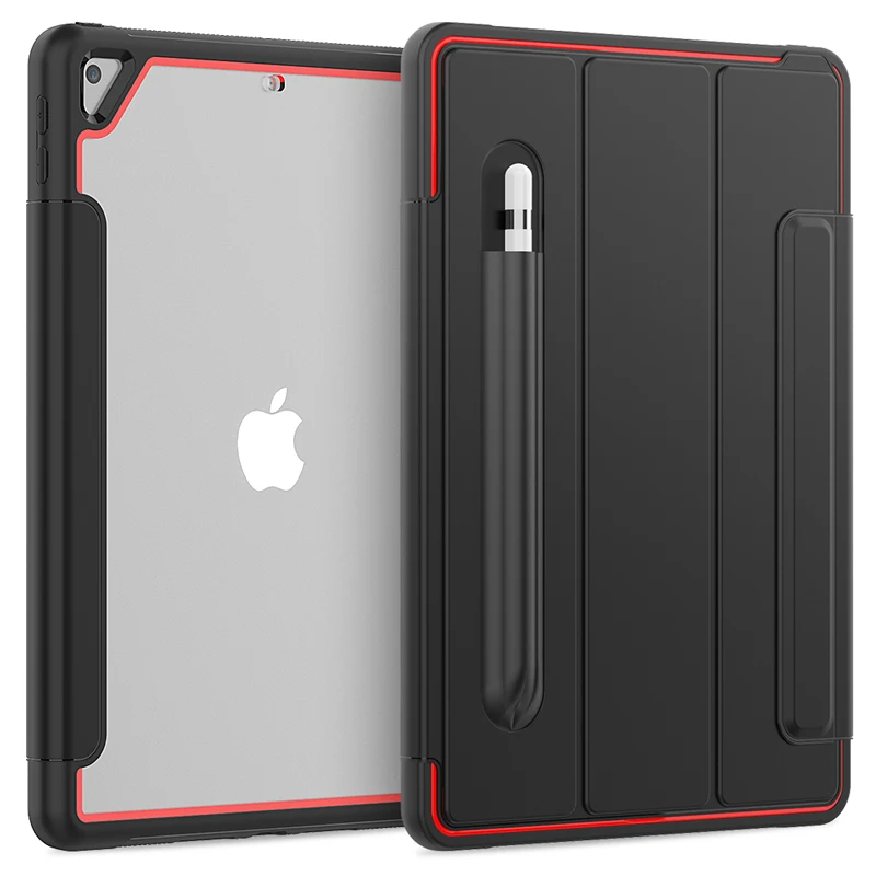 

For iPad 7th Generation Flip Case PC Silicon Shockproof Magnetic Stand Slim Cover for iPad 10.2 inch 2019 A2198 With Pen Holder