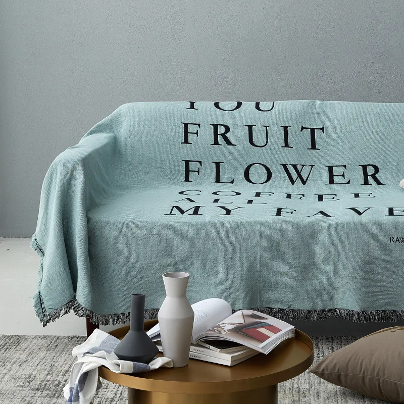 [MUZE U] однотонное одеяло для дивана с буквами и кисточками хлопковое декоративное