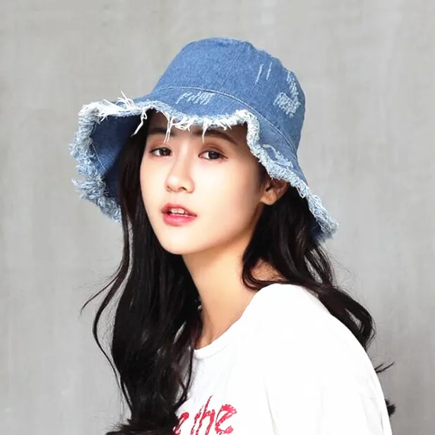 Новинка модная женская Повседневная шляпа в рыбацком стиле ВИНТАЖНАЯ ДЖИНСОВАЯ
