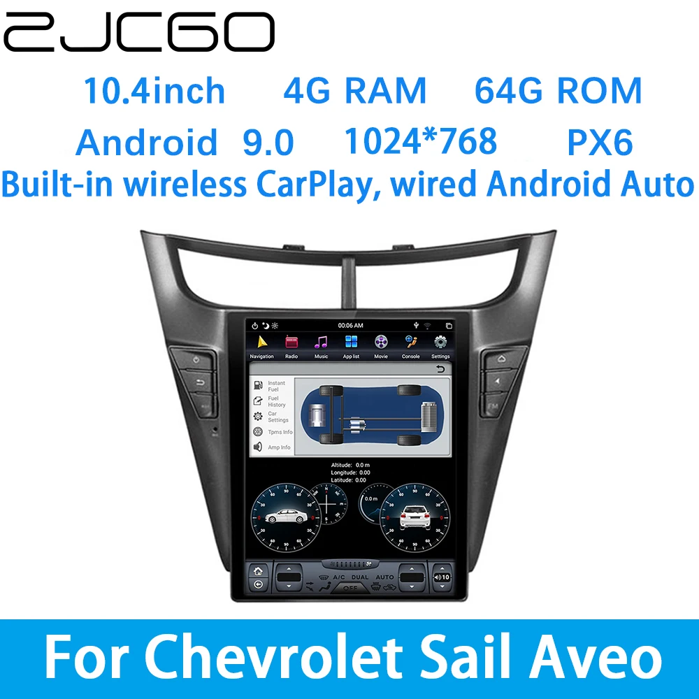

ZJCGO Car Multimedia Player Stereo GPS DVD Radio Navigation Android Screen System for Chevrolet Sail Aveo 2015~2020