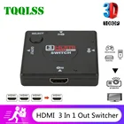 HDMI-разветвитель TQQLSS 3-в-1 с выходом, 3 порта, автоматический переключатель 3x1 1080p HD 1,4 с пультом дистанционного управления для HDTV XBOX360 PS3
