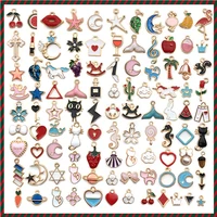 100pcs mixed cartoon animal fruit tree enamel charms pendant for jewelry making diy earrings neacklace bracelet accessaries