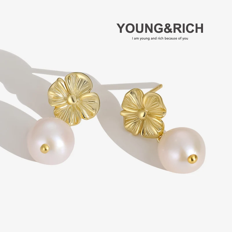 

YOUNG&RICH brand ladies 925 silver earrings fashion temperament design flower-shaped high-quality earrings ear jewelry