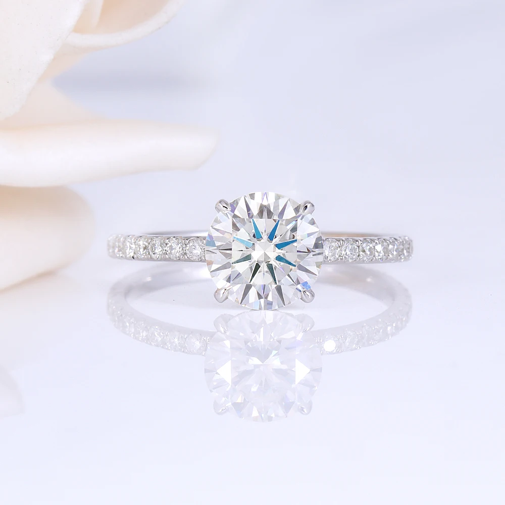 DovEggs Romantic 14K white gold 3ct Cusion Cut EF color Moissanite diamond jewelry ring for woman wedding engagement gift | Украшения и