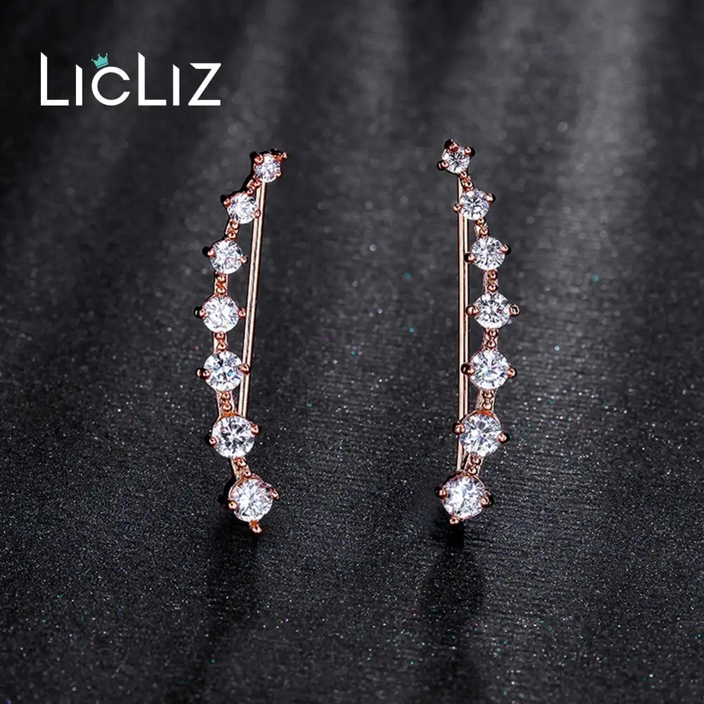 LicLiz новые модные серьги гвоздики из циркона для женщин с фианитами и кристаллами