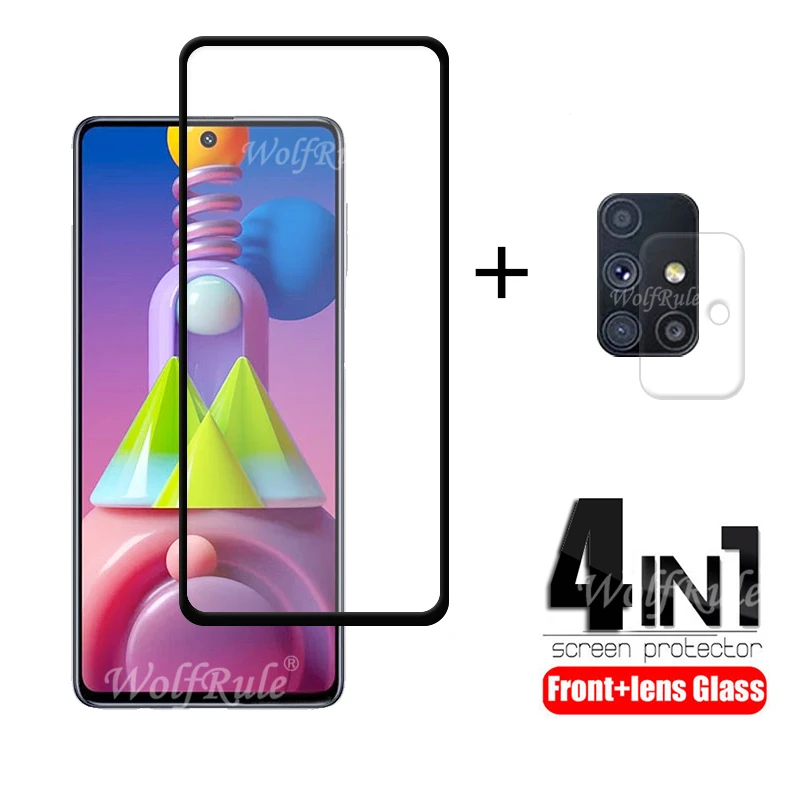 4 в 1 для Samsung Galaxy M51 стекло закаленное A21S A51 A71 A31 A41 M21 M31S M01S объектива|Защитные
