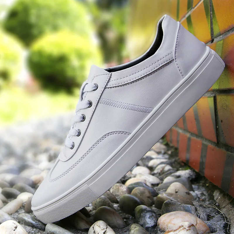 Мужские кожаные туфли на шнуровке черные или Белые Повседневные Размеры 35-49