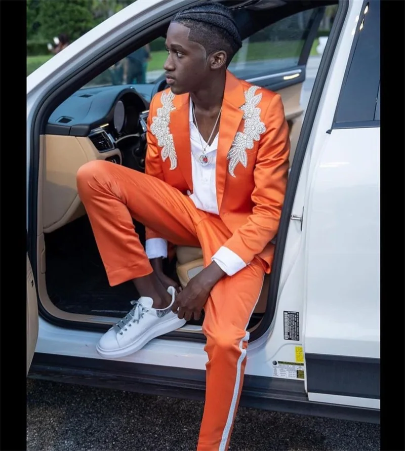 

Блейзер для мужчин оранжевый деловой из 2 предметов смокинги для жениха на свадьбу официальный Выпускной костюм (пиджак + брюки + жилет) шика...