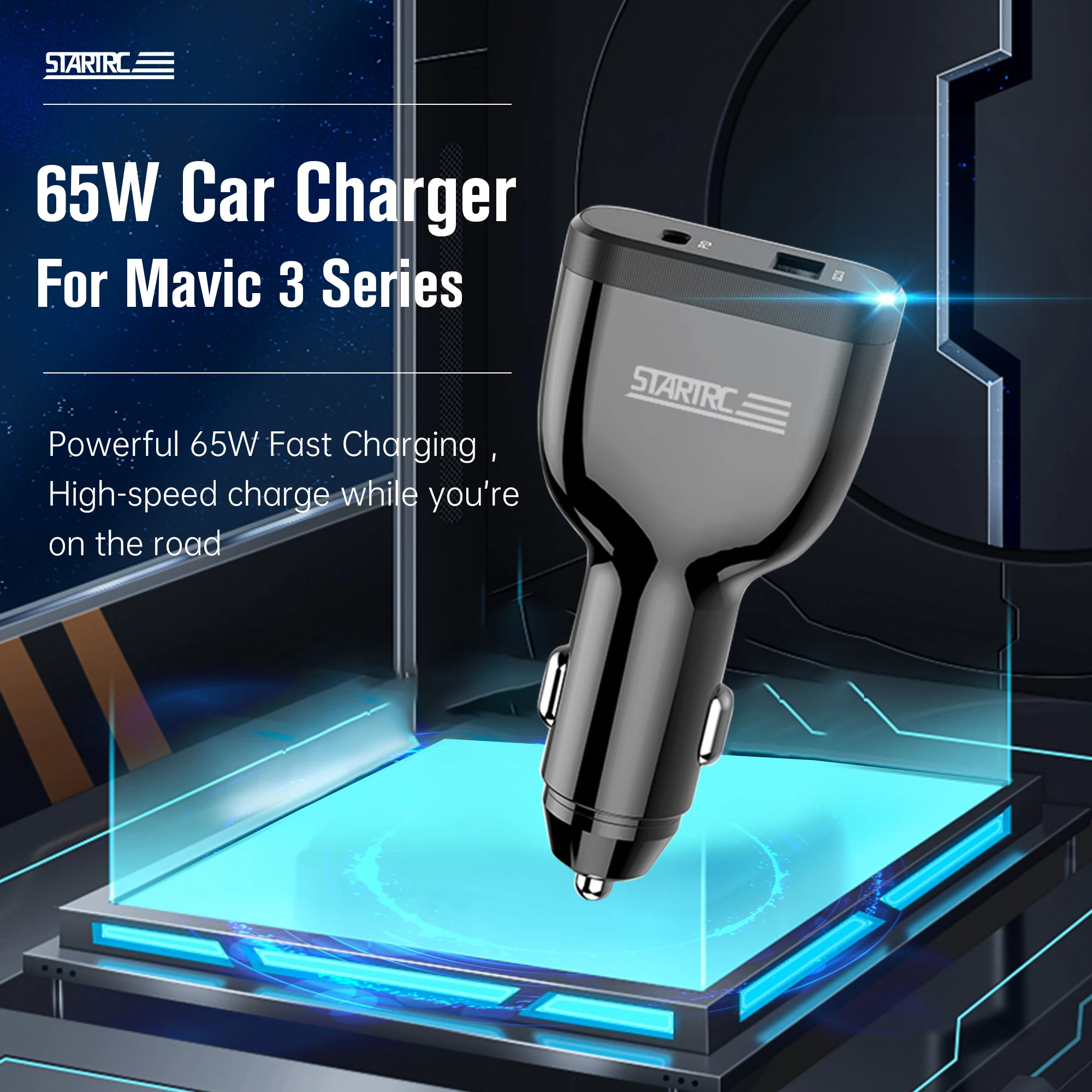 

65W Car Charger QC3.0 for DJI Mavic 3 Drone Intelligent Battery Fast Charging Dual USB Port Charge Accessories High Power