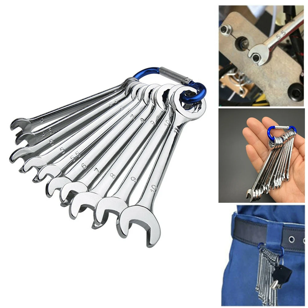 

10pcs Multifunctional Dual Use Hand Tools Home Combination Mini Repair Wrench Set Portable Anti Slip Plum End Practical Durable