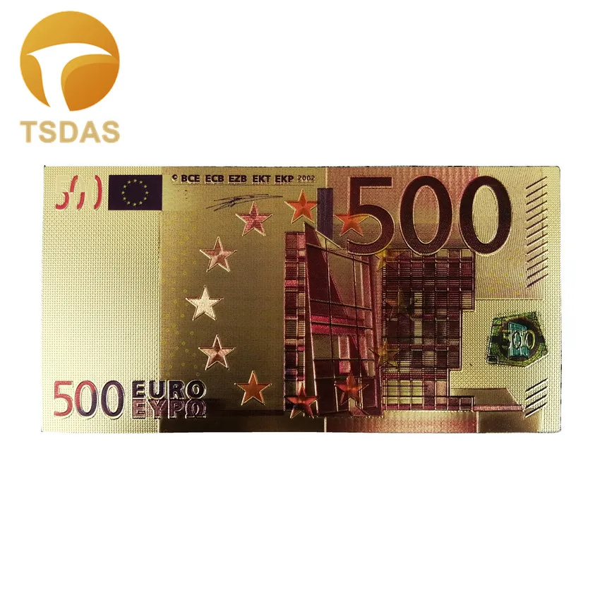 Новые и красочные евро банкноты 300 шт./лот 500 из золотой фольги для коллекции