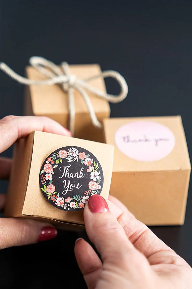 500 шт./рулон круглая Цветочная наклейка спасибо 1 Дюймовые разноцветные наклейки