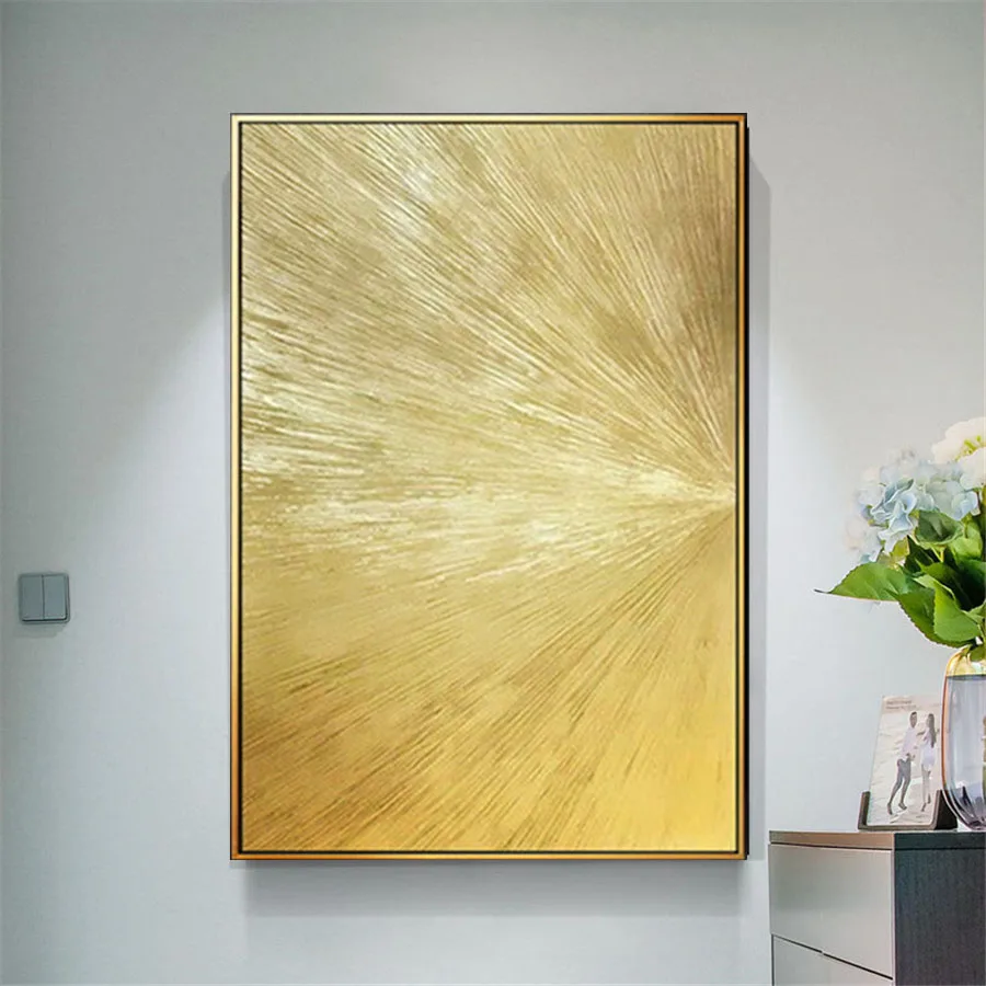 

Large mural oil painting vertical handmade abstract art living room decorative painting golden decorative frameless painting art