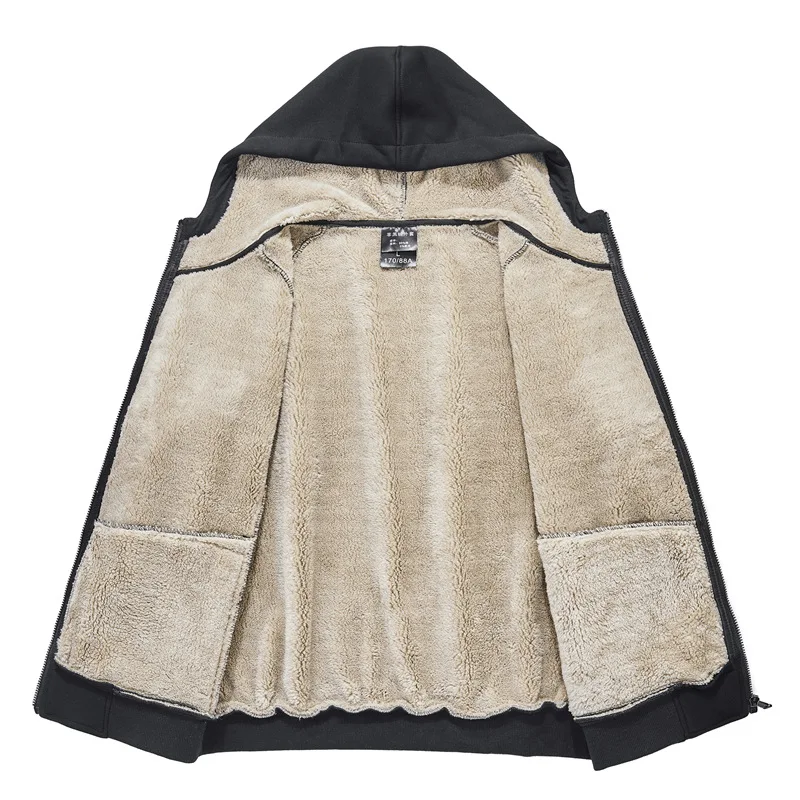 Winter Oversized Plus Fleece Hooded Jacket Men Thickened Warmth Imitation Lamb Velvet Men's Sports 8XL Coat | Мужская одежда