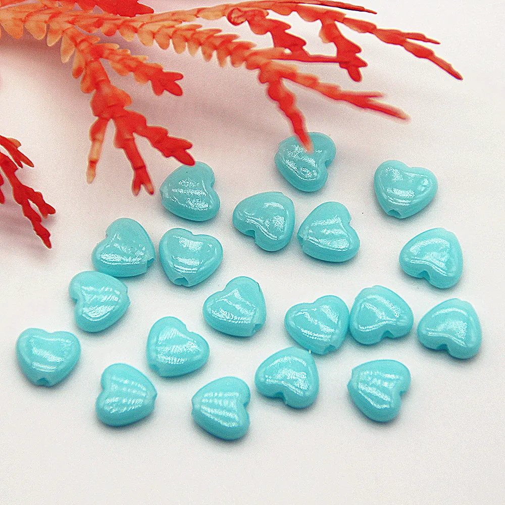 

100 шт. 9 мм акриловые сердца, бусины с прямыми отверстиями, персиковые, в форме сердца, весенние дисперсионные бусины ручной работы «сделай са...