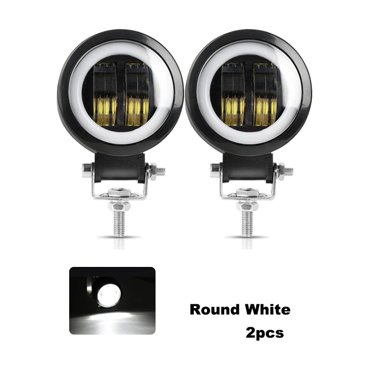 2pcs round white Nlpearl 3 дюйма Круглый СВЕТОДИОДНЫЙ противотуманные фары для авто 4 × 4 SUV 20 Вт Автомобильный свет с светодиодный ангельские глазки для внедорожника грузовика трактора точечный луч 9-32 в - Цвет: 2pcs round white