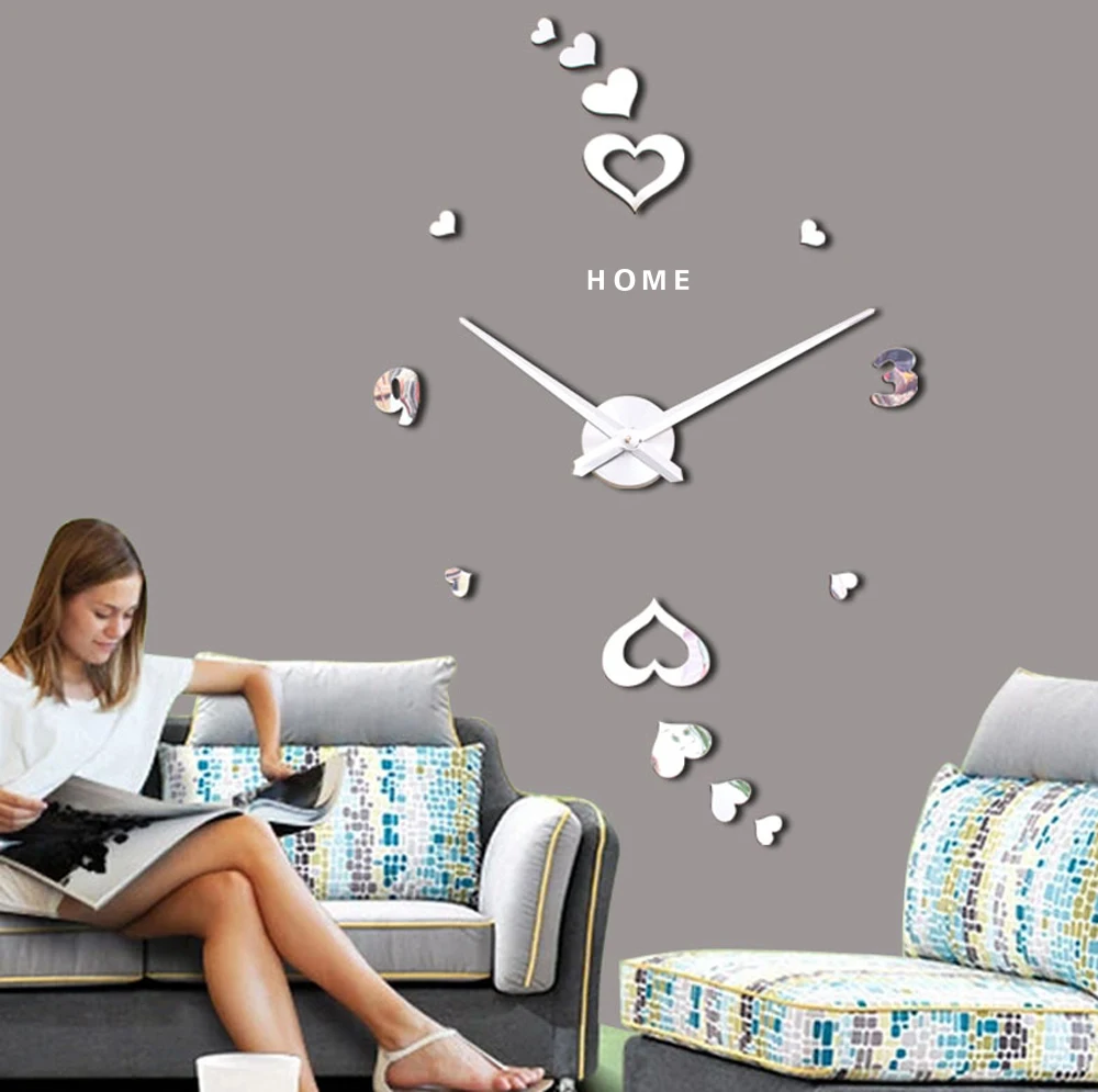 Любовь сердца цифровые настенные часы кварцевые кухня большие украшения в виде
