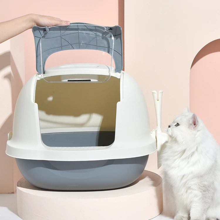 

Fully Enclosed Cat Litter Box Furniture Closed Big House Cat Potty Modern Cute Pet Products Arenero Gato Pet Toilet BK50MS