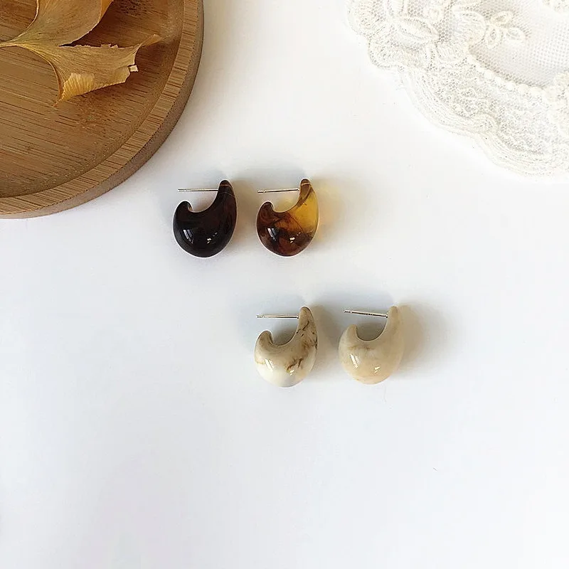 Женские серьги подвески из натуральной смолы Необычные геометрические с