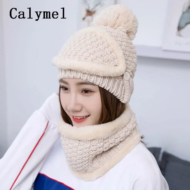 Calymel сиамская шапка шарф маска бархатная одноцветная зимняя Мягкая шерстяная