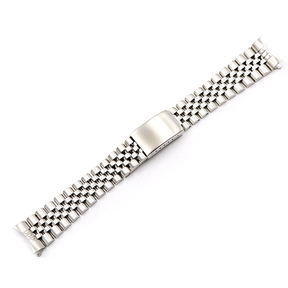 Rolamy 19 20 22mm Gold 316L Stainless Steel Silver Hollow Curved End Solid Screw Links Replacement Watch Band For Seiko Rolex