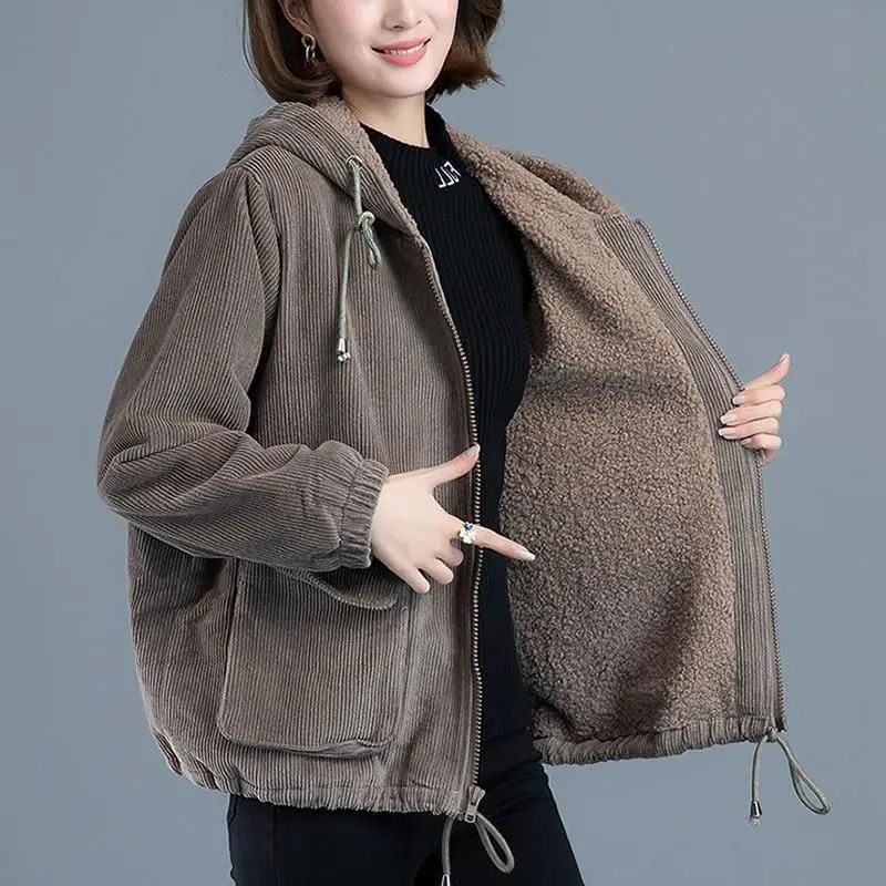 Вельветовая зимняя куртка женская короткая стильная новая Корейская свободная