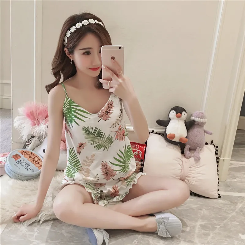 2020 милые летние Пижамные комплекты с принтом для женщин женское сексуальное
