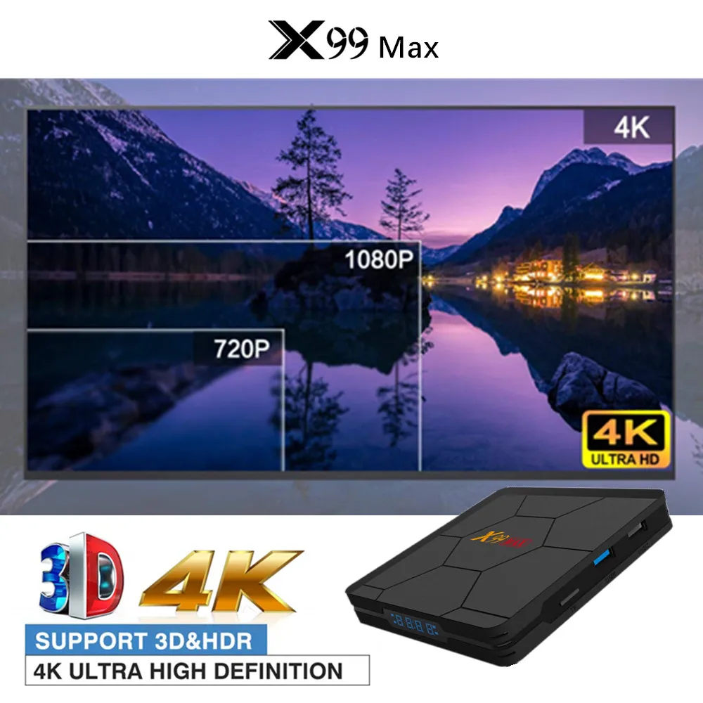 ТВ приставка X99 MAX с Android 9 0 процессор Amlogic S922X шестиядерный 4 Гб DDR4 128 ПЗУ 2 4G Wi Fi