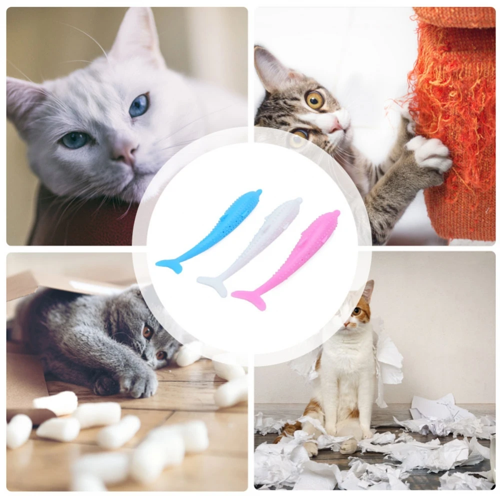 Зубная щетка в форме кошки и рыбы С Кошачьей Мятой для домашних животных зубная