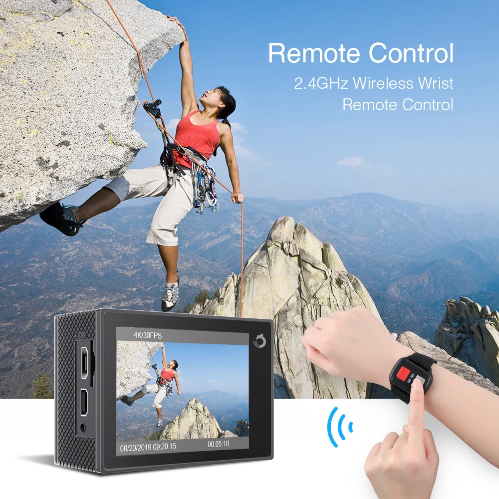 DragonTouch 4K HD экшн Камера видение 4 Lite подводный Водонепроницаемый камера с Wi Fi пульт