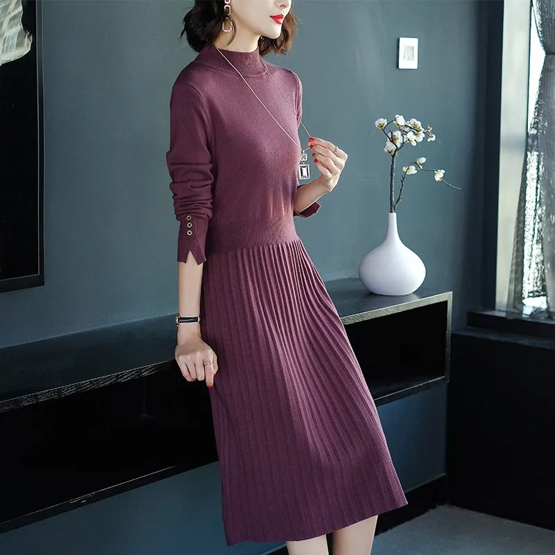 

Women's autumn 2020 mid-length knitted dress