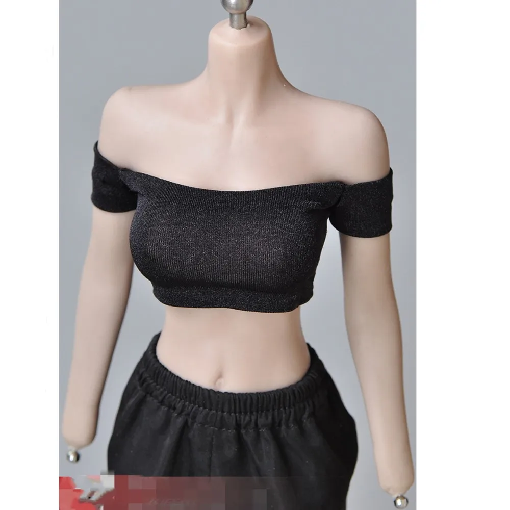 

1/6 Soldier Model Accessories Clothes 12 inch Female Body Tight Strapless Shoulder T-shirt Vest