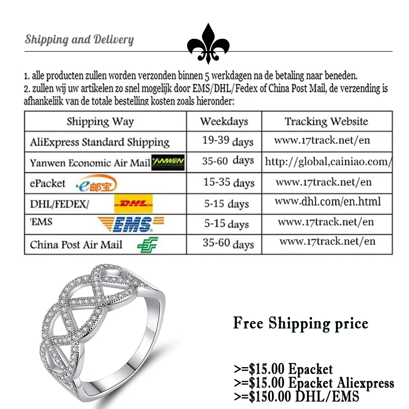 

Women Rings New Cubic Zircon Crystal Infinite Ring For Women Fashion Design Statement White Gold Color Ring Wedding Jewelry