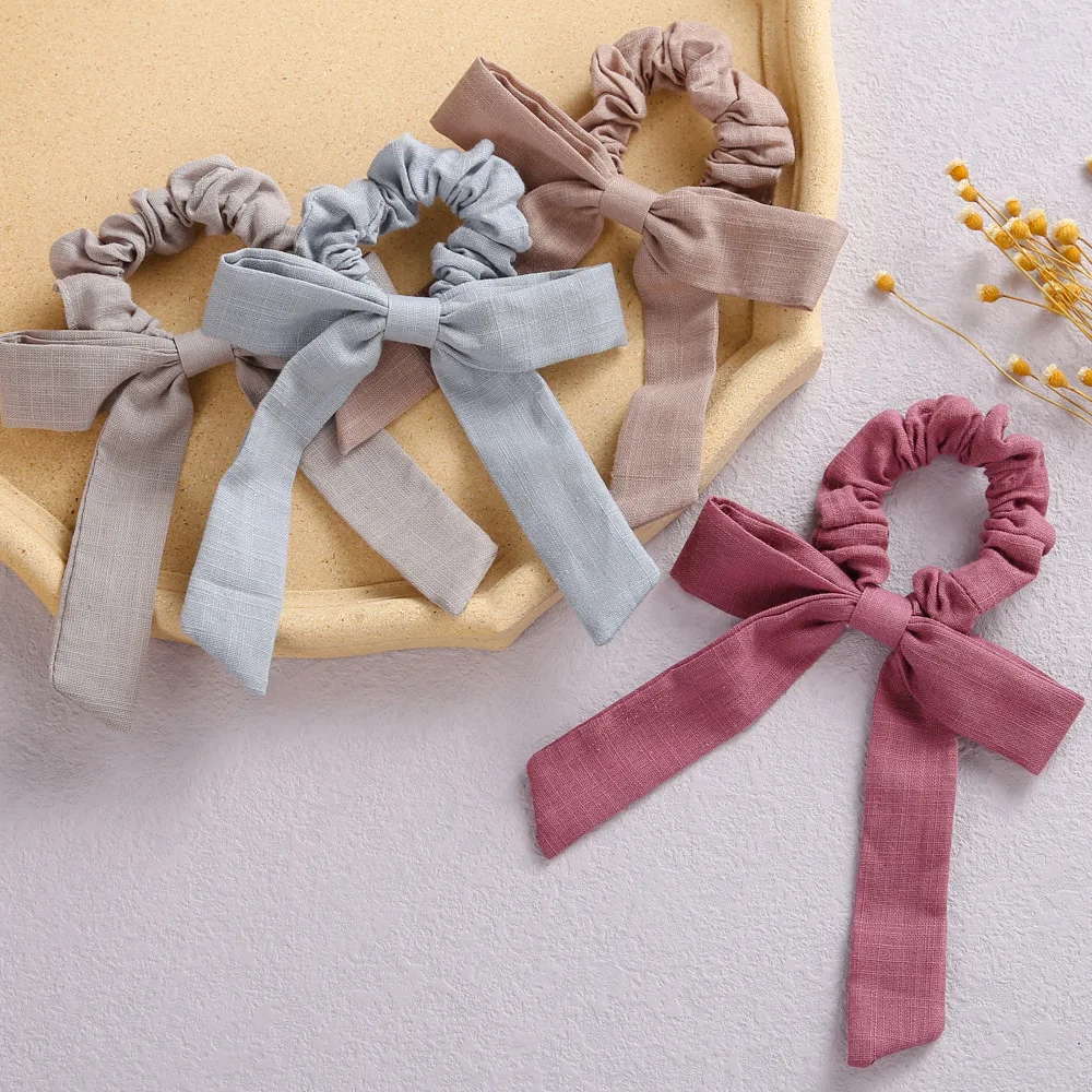 

Children Scrunchie Elastic Hair Ties Fabric Swallowtail Bow Hair Rope Solid Ponytail Holder for Girls Hair Tie Baby Headdress