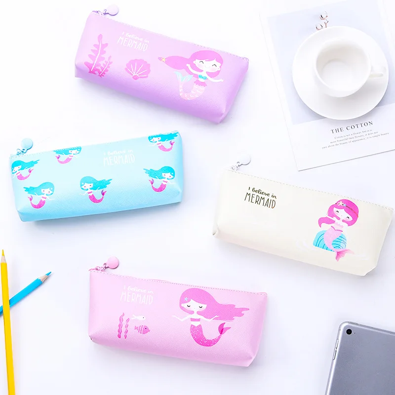 Милый пенал Русалка для девочек Kawaii PU Сумочка для ручек и карандашей коробка канцелярские принадлежности подарок, школьные принадлежности Zakka