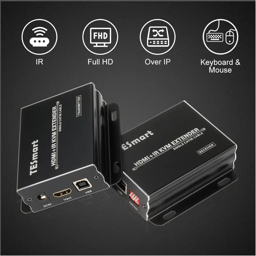 Tesla Smart HDMI удлинитель 120 м KVM по TCP/IP Ethernet через один Cat5e/6 кабель 1080 P с ИК до
