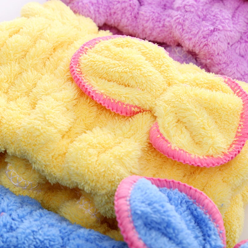 

Microfiber Hair Towel Turban Towel Quickly Hair Drying Towel Women Spa Bowknot Wrap Towel Hat Cap for Bath Bathroom Accessories