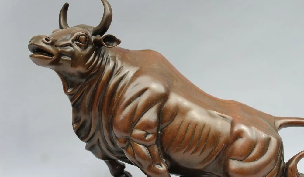 Китайское искусство медная бронзовая скульптура животное быка коровы статуэтка