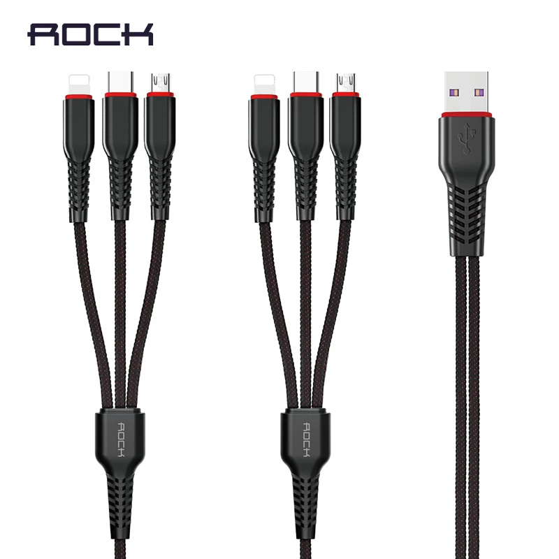 USB кабель ROCK 6 в 1 для iPhone XS Max XR X 3.6A Micro Type C быстрой зарядки Samsung Xiaomi Android провод